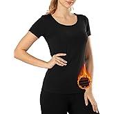 MOSCOAL Short Sleeve Thermal Shirt for Women Fleece Lined Top Warm Thermal Undershirt Base Layer