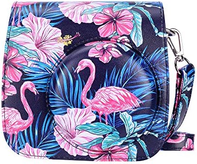 Goocor Instax Mini 9 Camera Case for Fujifilm Instax Mini 9 / Mini 8 / Mini 8+ / Instant Camera with Adjustable Strap (Black flamingos)
