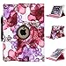 iPad Air 2 Case - E LV iPad Air 2 Case Cover SHOCK ABSORPTION (ROTATING STAND) PU LEATHER Case Cover for iPad Air 2 - [FLOWER PURPLE]
