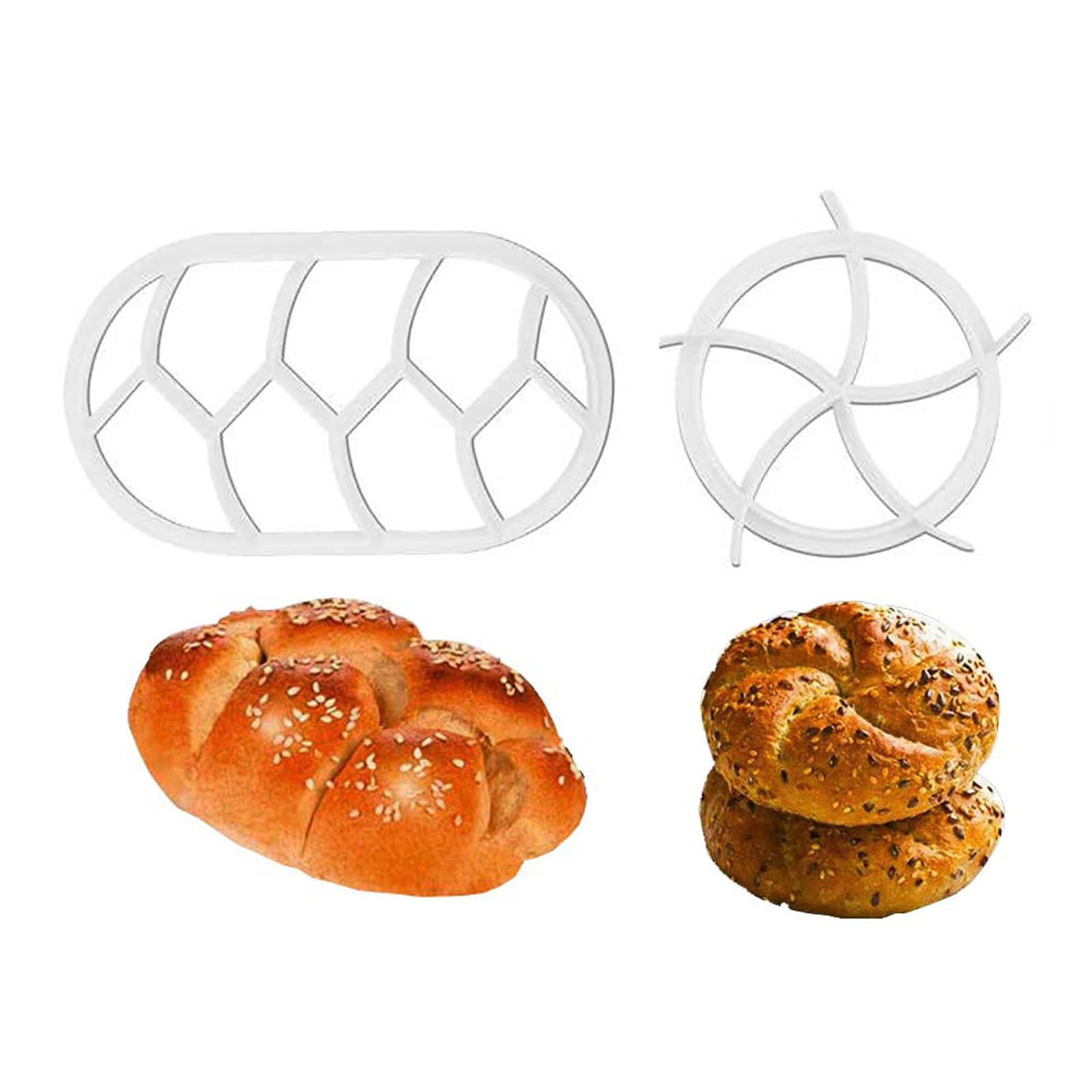 Bread Dough Press Mold Set,2 PCS Round Oval Bread Mould Baking Bread Rolls Mold Plastic Pastry Cutters Dough Biscuit Press Rolls Baking Mould for Baking Supplies