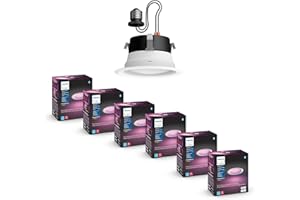 Philips Hue Smart 4 Inch LED Downlights, Color-Changing Recessed Lighting, 6 Pack, 850 LM, Control with Hue App, Compatible with Alexa, Google Assistant, and Apple HomeKit