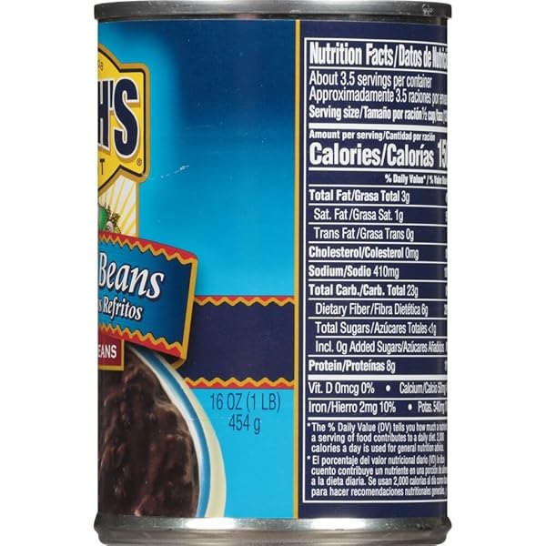 BUSH’S BEST, REFRIED BEANS, BLACK BEAN, 16OZ CAN