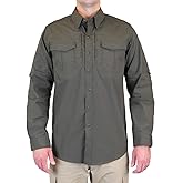 LA Police Gear Men's Long Sleeve Battle Rattle Stretch Field Shirt, Tactical Button Up Ripstop Uniform Shirt for Men