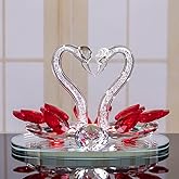 Cloudpower Crystal Swan Figurine Collection Table Centerpiece Ornament, Crystal Collectible Figurines for Christmas, Birthday, Party, Valentine's Day, Anniversary (Red)