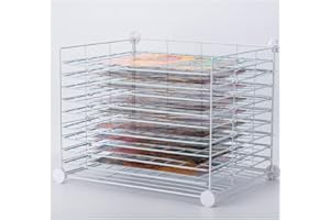 FDSDEFEN Art Drying Rack Removable Shelves ，Wall Art Drying Rack，Art Organizer for Kids, Art Studio and Tabletop Storage, Craft Room and Desktop (10 Shelves)