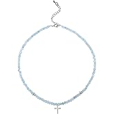 Jovialpixie Handcrafted Gemstone Choker Necklace - Natural Jade & Crystal Beads with 14K Gold Plated Accents, Elegant Adjustable 16"-18" Strand for Women, Boho Chic Jewelry Gift (Gift Box Included)