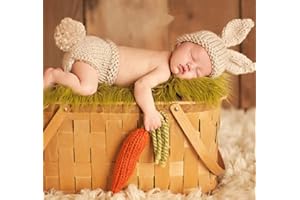 VEDORY Newborn Baby Bunny Rabbit Crochet Knitted Photography Props Newborn Baby Outfits Diaper Costume