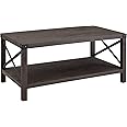 Walker Edison Sedalia Modern Farmhouse Metal-X Coffee Table, 1 Pack, Sable Grey