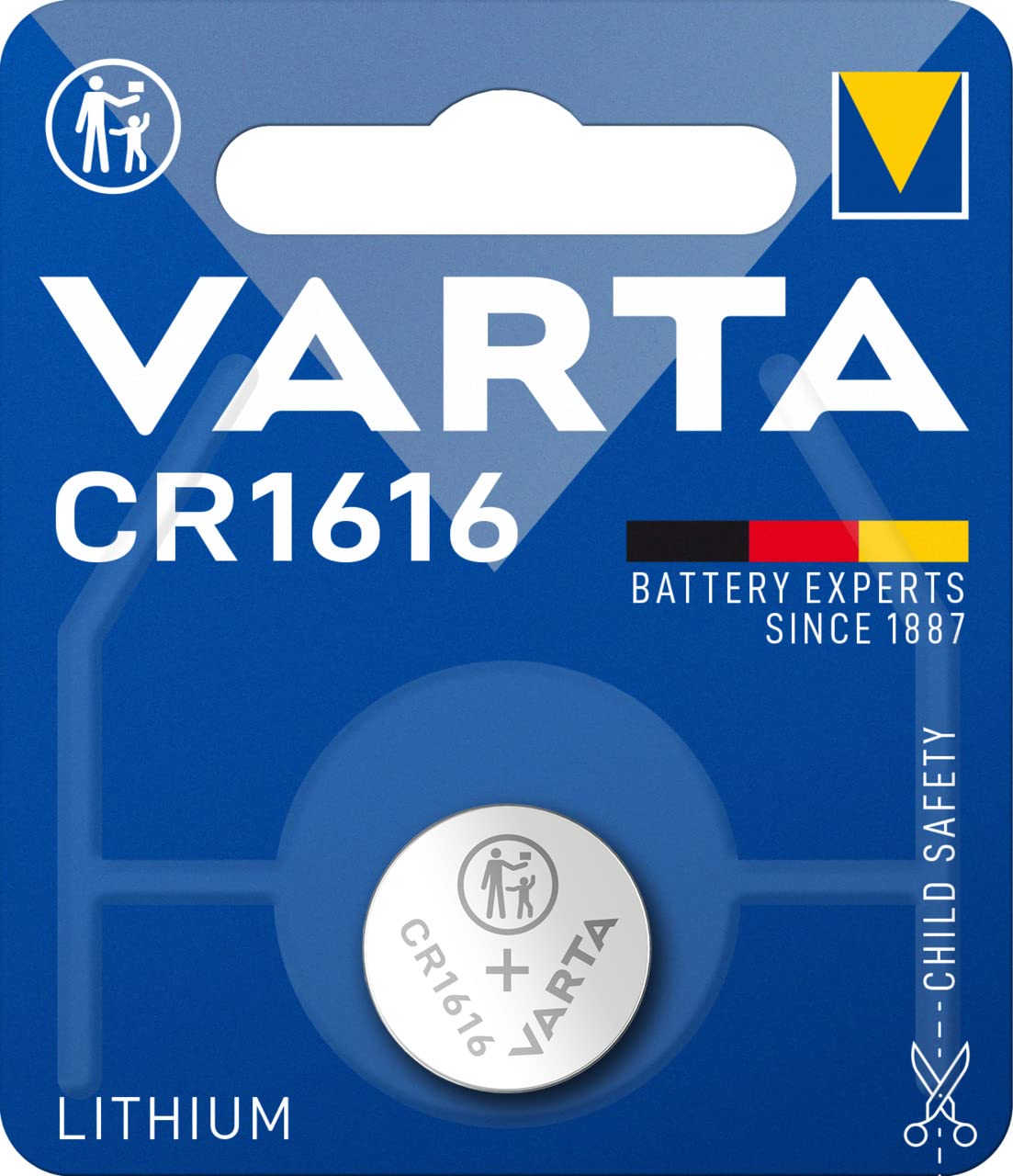 VARTA Batteries Electronics CR1616 Professional Lithium coin battery 1-pack, Battery in original blister pack of 1