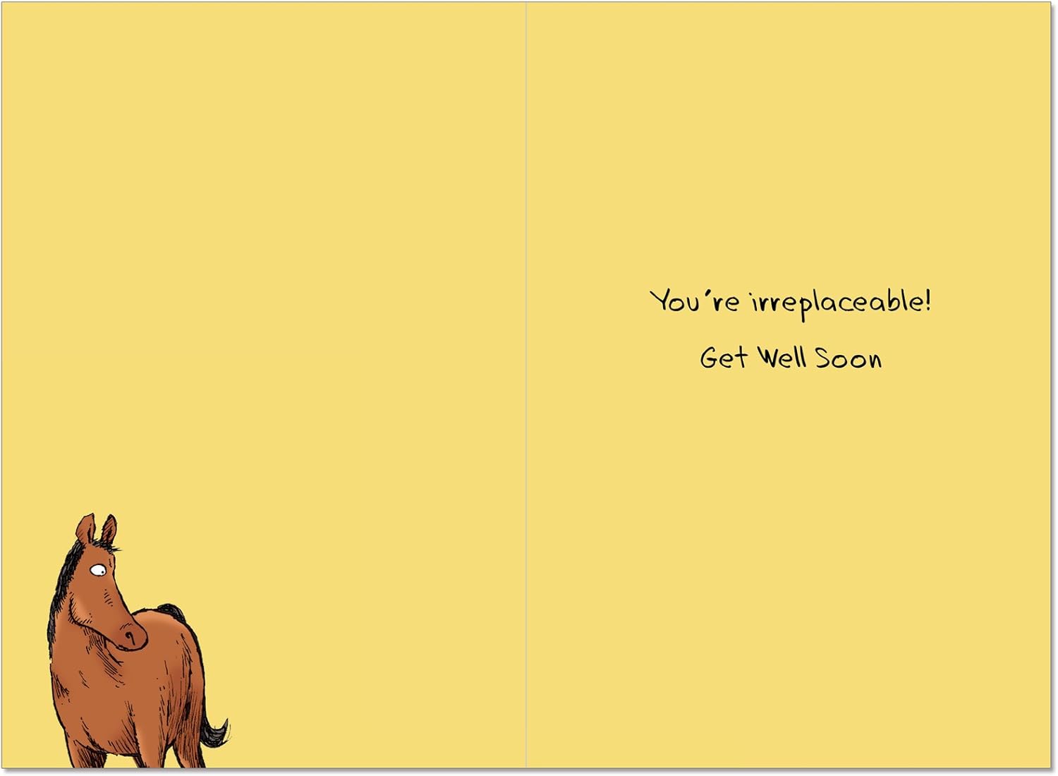 NobleWorks - Funny Get Well Soon Card with Envelope - Cartoon Humor, Feel Better Greeting - Horse Hip Replacement C1770GWG: Office Products