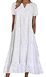 chouyatou Women Summer Ruffle Hem Floral Lace