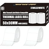 M110 Thermal Labels, 2 Rolls 2"x1.18" Thermal Tape for Phomemo Print Master M220 M200 M120 M221 M100 M102 M110 Label for NADA Print N20 Labels Refill for CLABEL 221B Tape Refill 50x30mm White