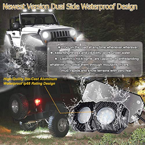 LEDMIRCY LED Rock Lights White Kit for JEEP Off Road Trucks ATV UTV Boat SUV RZR 12Pods Underglow Waterproof Light 12V-18W Trail Rig Lights Underbody Glow Shockproof Lights (12PCS-White） - Thumbnail 3
