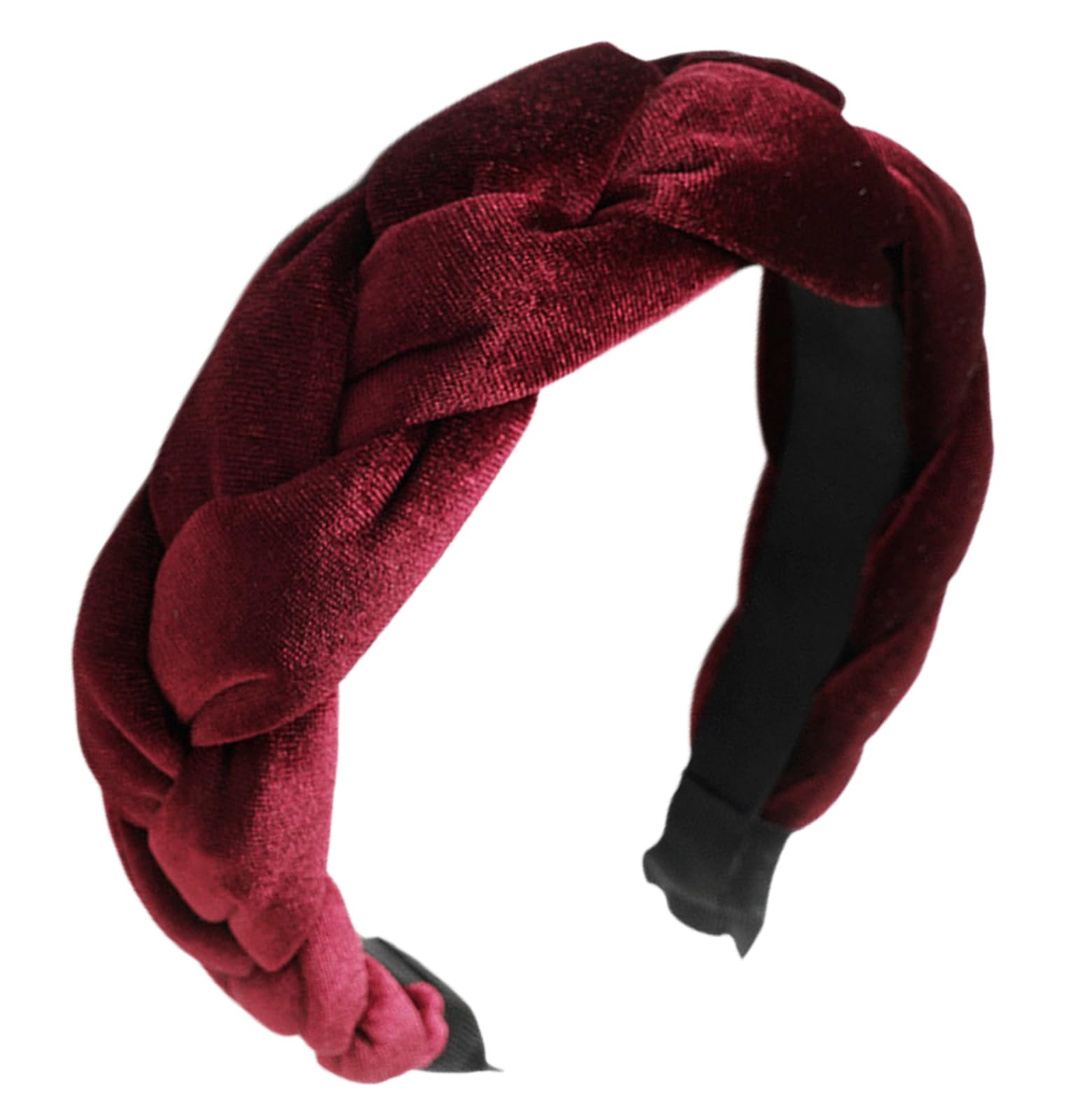 scicent Alice Bands Adult Women Braided Velvet Headbands Wide Twisted Knotted Headband Dark Red 9516 — image 1