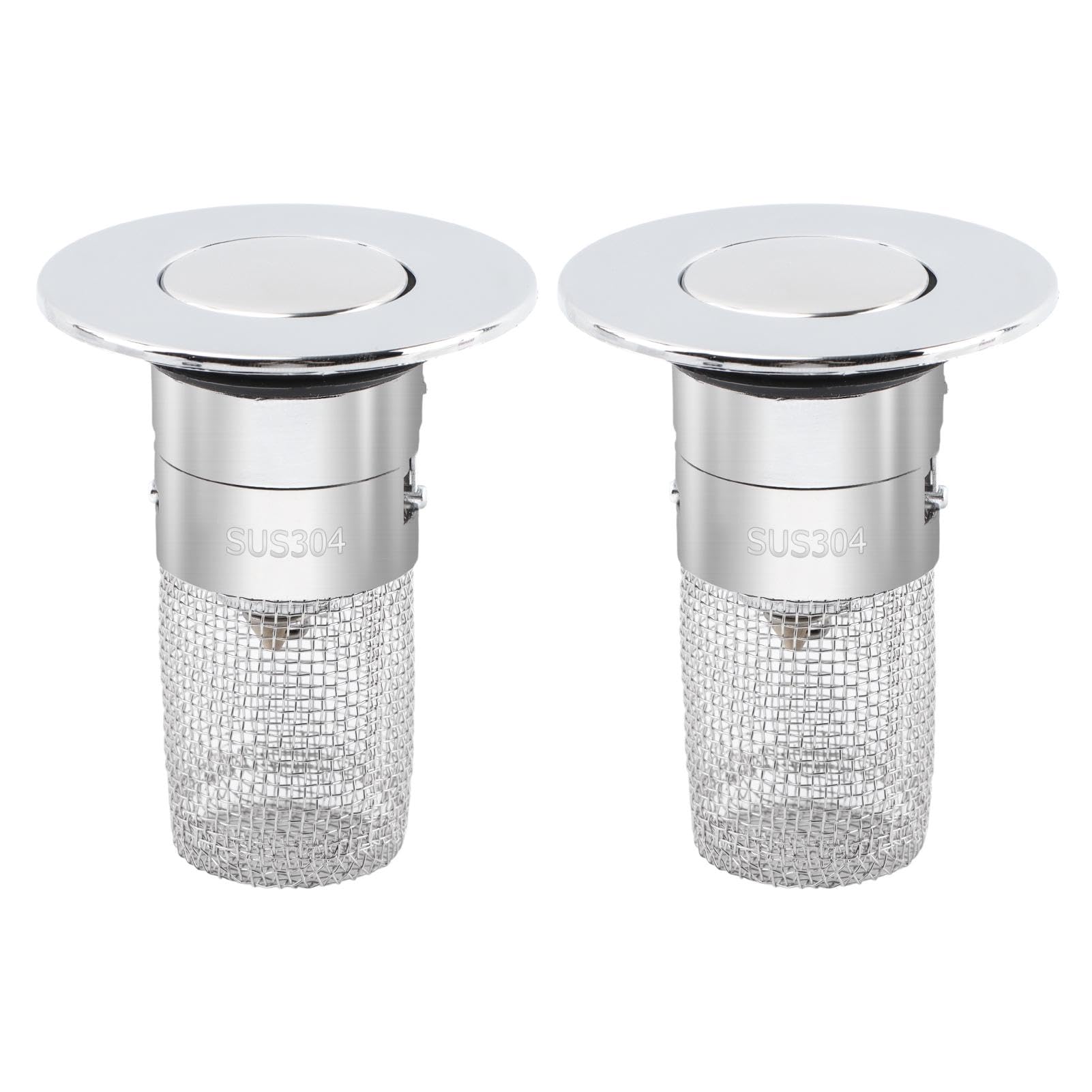 Photo 1 of 2pcs Sink Drain Strainer, Pop-up Sink Stopper with Removable Stainless Steel Strainer Basket Hair Catcher, Bathroom Sink Strainer for Bathroom Sink Stopper Replacement(Silver,Size:2pcs)