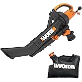 WORX WG505 Trivac 12 Amp 3-in-1 Electric Leaf Blower/Leaf Vacuum/Mulcher, Metal Impeller for Fine Mulching