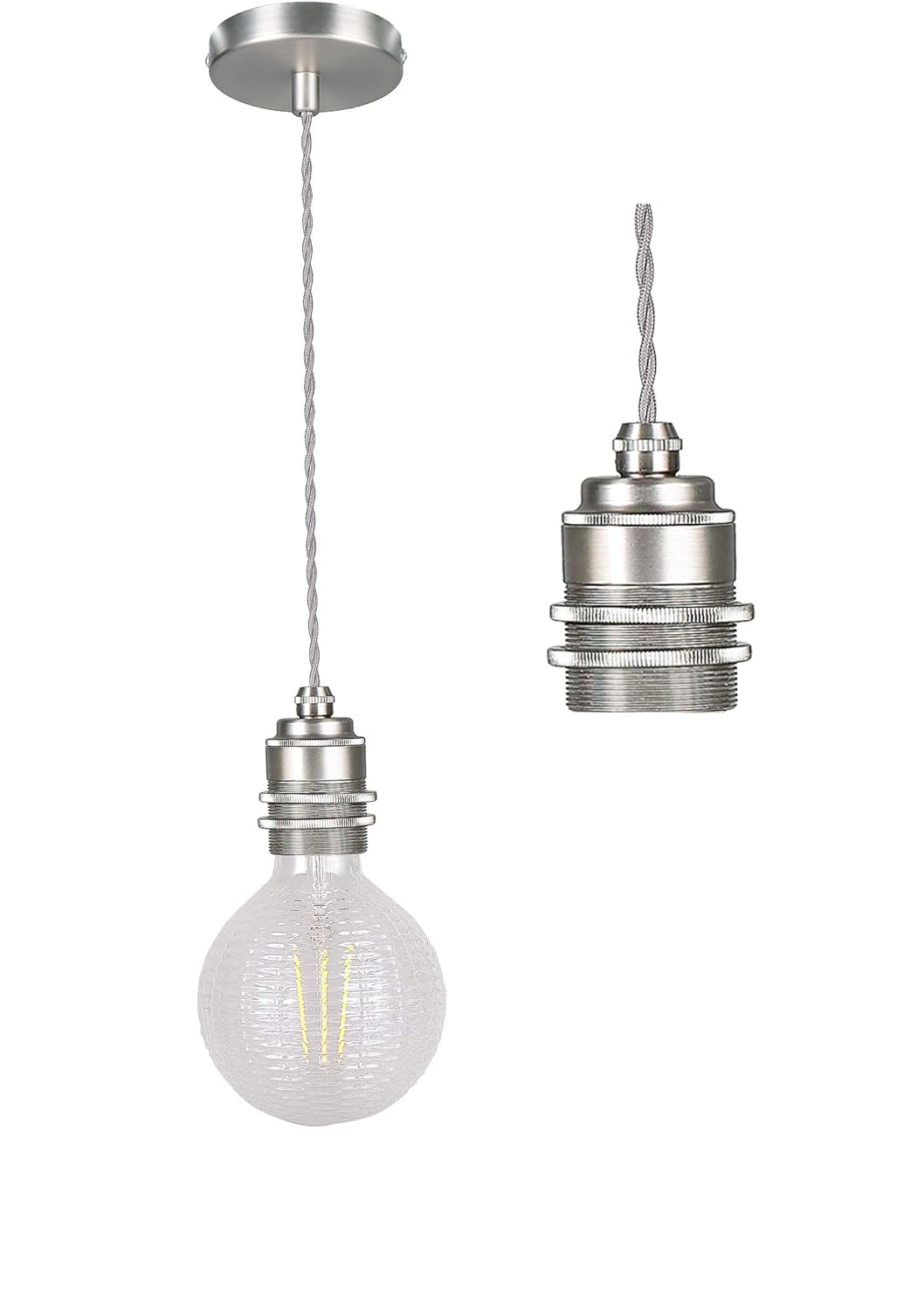 Satin Nickel Pendant Light Fitting cozzy satin nickel ceiling rose modern ceiling pendant light fitting e27 edison style edison pendant ceiling light holder fitting suspension braided flex