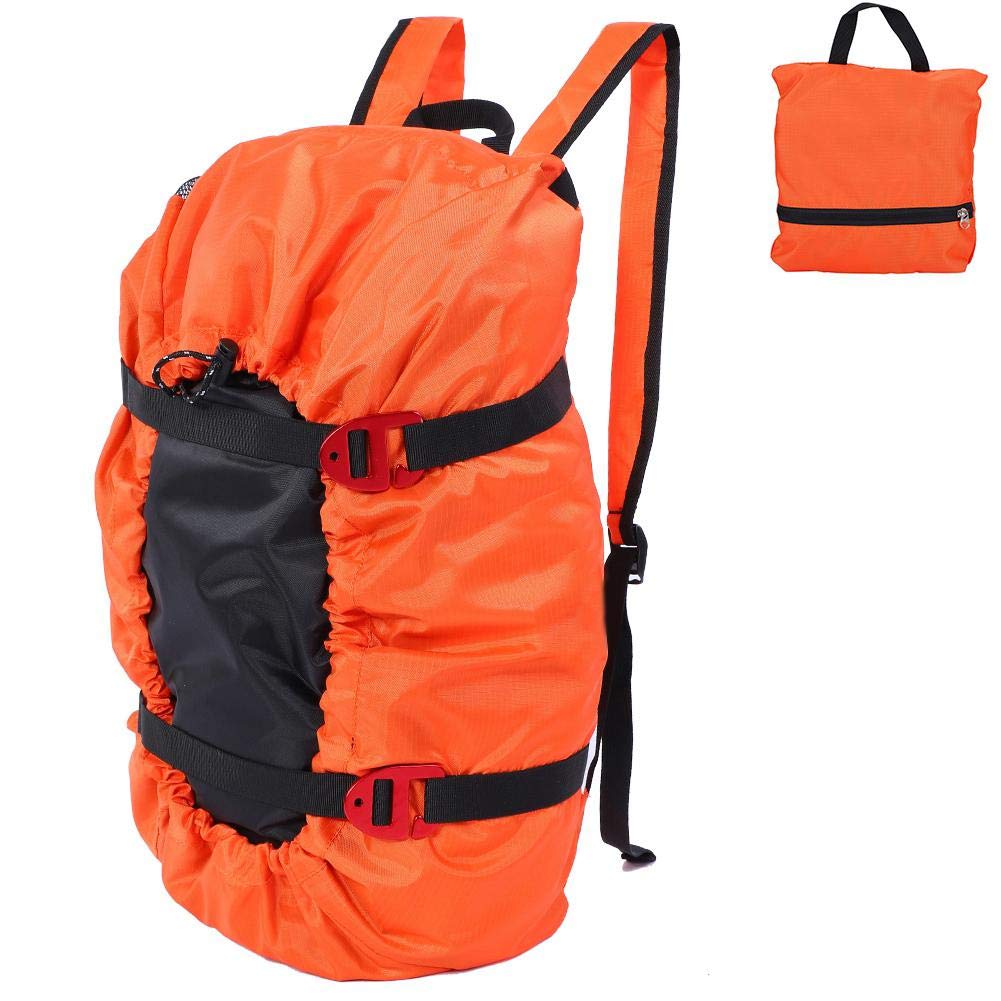 Climbing Rope Bag, Waterproof Foldable Mountaineering Backpack for Hiking Trekking (Orange)