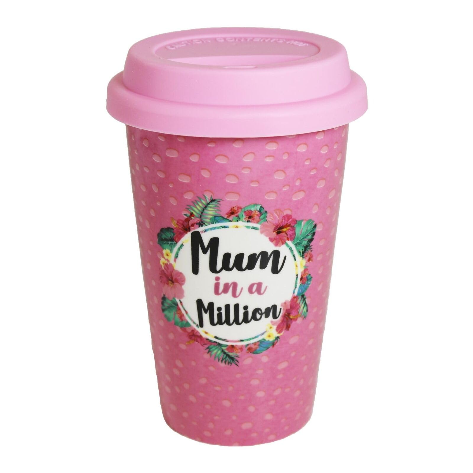 Widdle Gifts Mothers Day Travel Mug Pink Mum in a Million - Double-Walled Ceramic with Silicone lid 6412