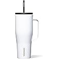 Corkcicle 30oz Tumbler With Handle, Gloss White, Reusable Water Bottle, Triple Insulated Stainless Steel Travel Mug, BPA Free, Keeps Beverages Cold 12 Hours, Tumbler with Lid and Straw, Cold Cup XL