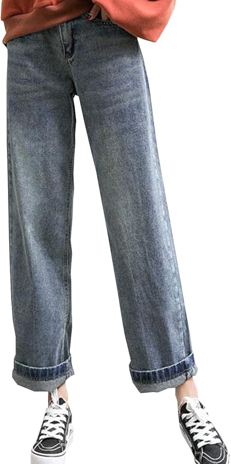 Amazon Yuyo レディース ジーンズ デニム ゆったり ボトムス パンツ ジーパン ファッション オシャレ ハイウエスト ジーパン テーパードパンツ カジュアル オシャレ きれいめ 大きいサイズ ジーンズ 通販