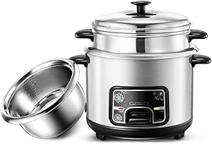 Rice Cooker Rice Cooker and Warmer, 4L 220V 700W (for 2-6 people) Stainless Steel Steamer and Inner Pot Household Kitchen Multifunctional Smart Keep Warm Rice Cooker for Cooking Rice, Soup, Stew, Porr