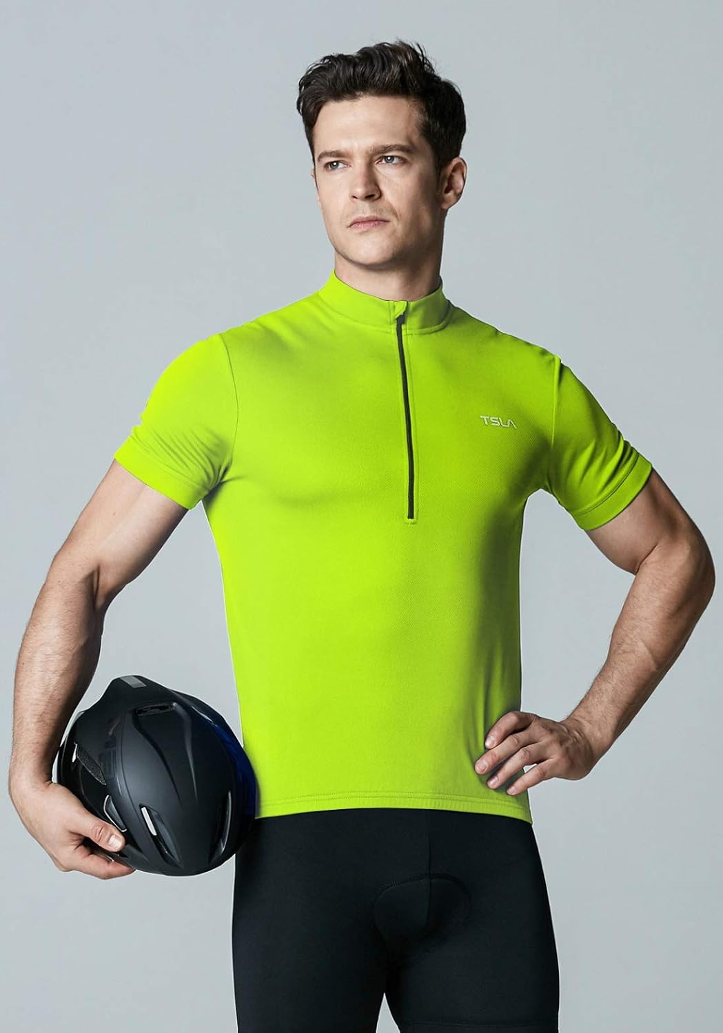 TSLA Men's Short Sleeve Bike Cycling Jersey, Quick Dry Breathable Reflective Biking Shirts with 3 Rear Pockets : Clothing