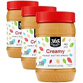 365 By Whole Foods Market, Peanut Butter Spread Creamy No Stir, 16 Ounce (Pack of 3)