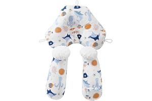 Tuyedoqe Adjustable Toddler Pillow, Portable Baby Travel Pillow, Baby Head Pillow, Soft and Breathable Ergonomic Design Neck Pillow (Fish)