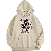 Migxsaf Cat Hoodie for Women Y2k Emo Grunge Goth Hoodies Vintage Graphic Sweatshirts Cute Kawaii Sweatshirt Harajuku Pullover