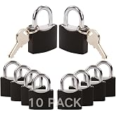 SEPOX&reg; 10-Pack Padlock with Key 1-9/16" Keyed Different Locks with Keys | For Gate Shed Fence Toolbox Heavy Duty Padlock Black Coated. All-Weather Waterproof Rustproof padlock 20 keys outdoor locks