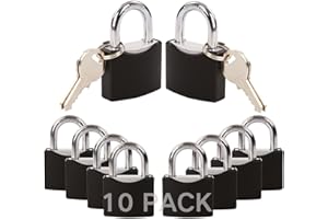 SEPOX®10-Pack 1-9/16" Weather-Proof Outdoor Padlocks Keyed Different, Brass Cylinder, Heavy-Duty Solid Steel Body Covered Black, Locks for Gates, Sheds, Storage Lockers, Fence, Boats, Marine, Fishing