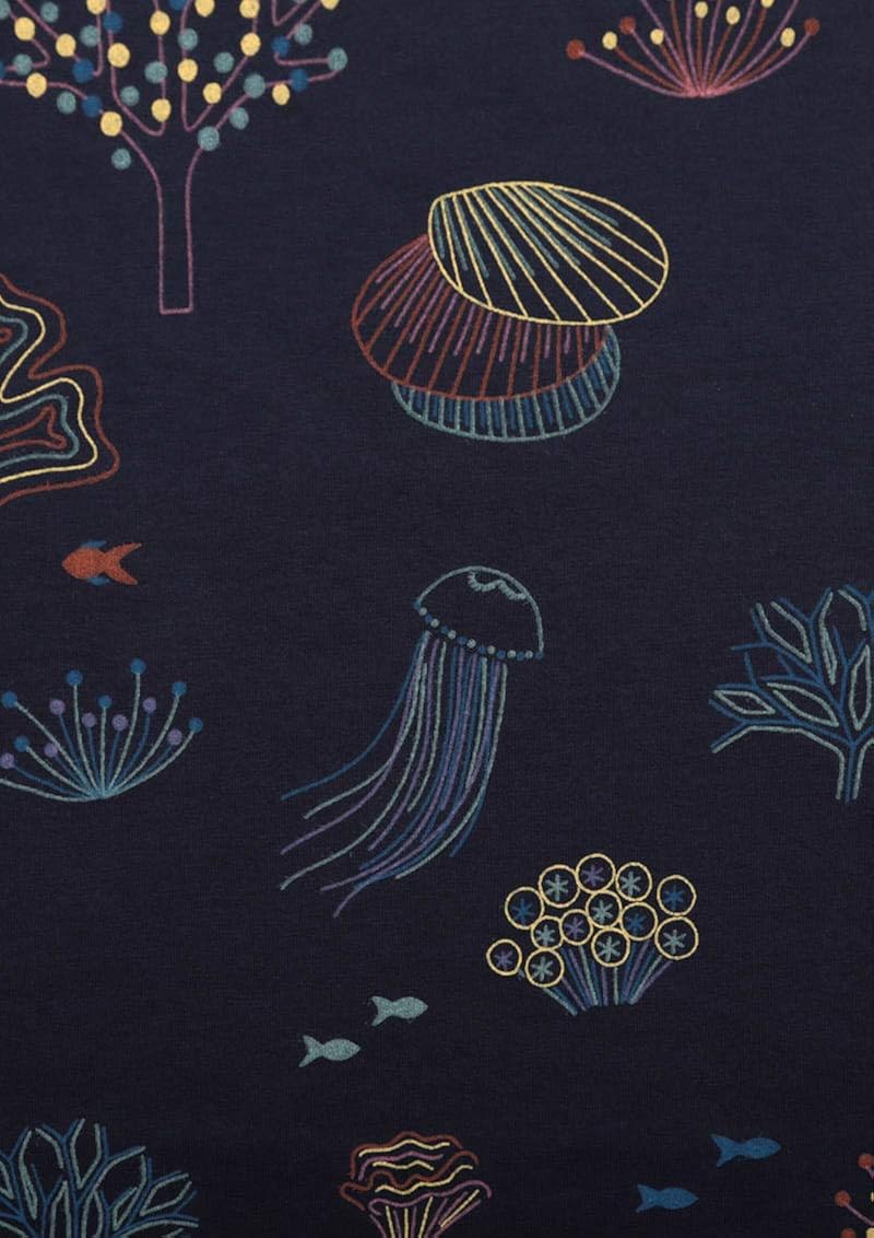 Amazon Co Jp グラニフ Graniph コットン 5分袖 ワンピース リトル コーラルリーフ ネイビー レディース Lady F G112 服 ファッション小物