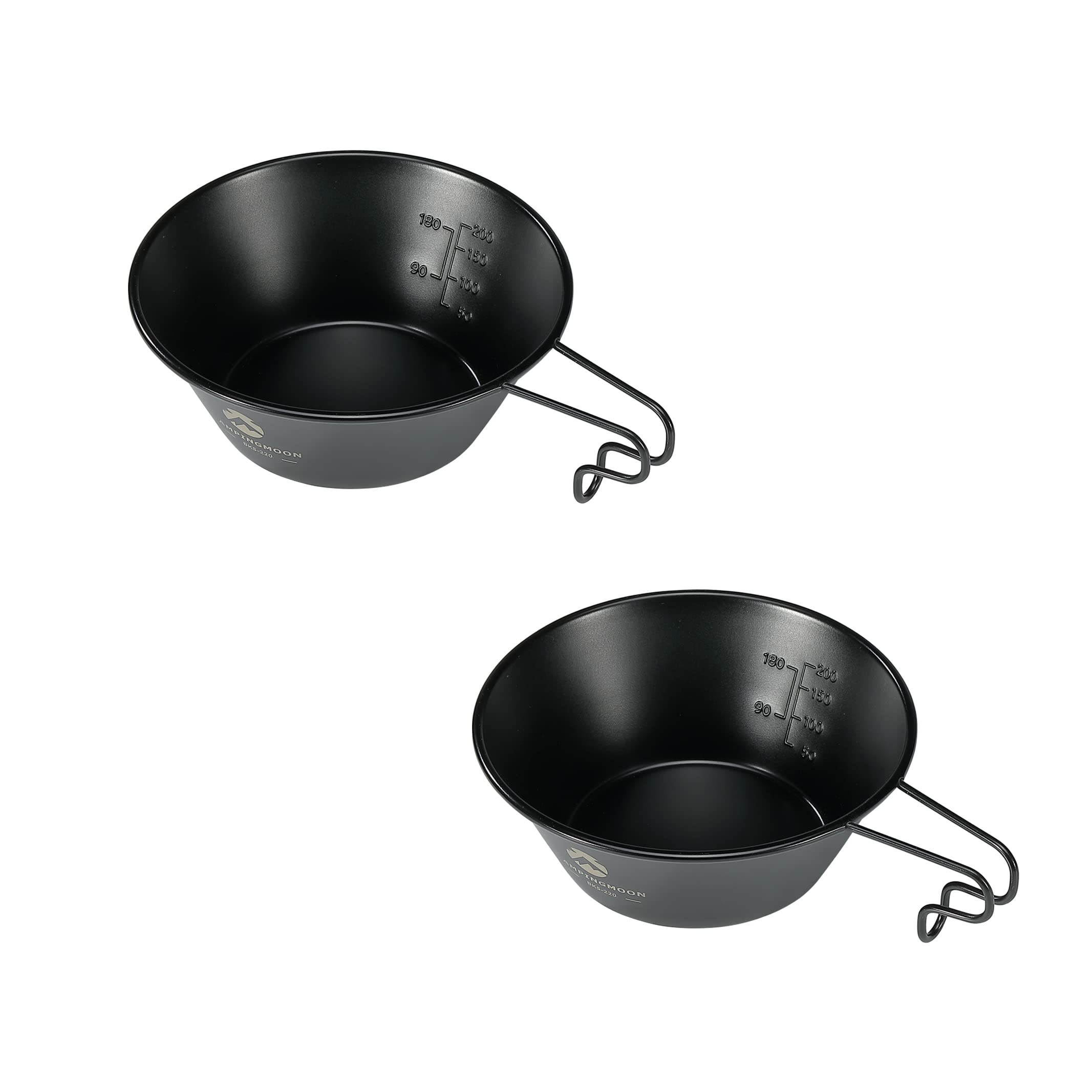 CAMPINGMOON 2pcs Set Stainless Steel Camping Sierra Cup 10oz, 310ml Black BKS-220-2P