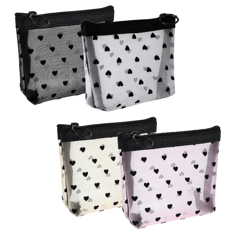 TRKETK 4 Pcs Mini Cosmetic Bags Small Makeup Bag Portable Travel Makeup Pouch Lipstick Cosmetic Accessories Organizer Versatile Zipper Pouch for Women for Travel Daily Toiletries Accessories(4 Colors)