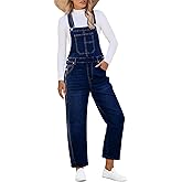 luvamia Barrel Leg Overalls for Women Baggy Bib Stretchy Denim Jumpsuit Loose Fit Jean Overall Jumpsuits with Pockets
