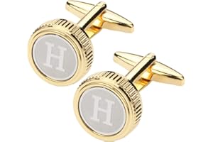 GWD Mens Cufflinks Tie clips set Set Shirt Classic Initials Alphabet A-Z Gift Box