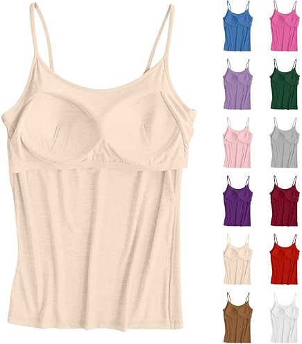 Tank Tops for Women Trendy Spaghetti Strap with Built in Bra