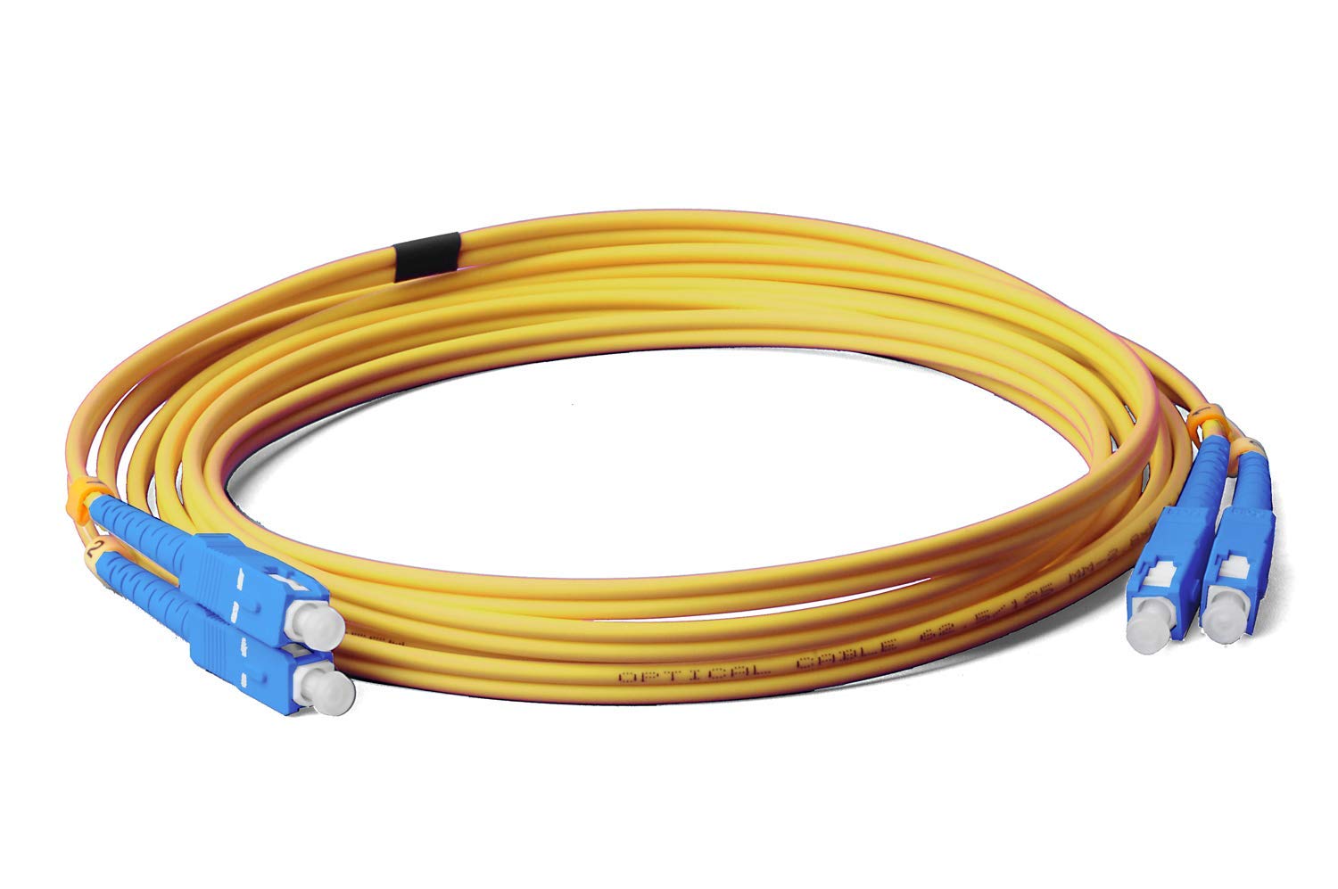 CONBIC LWL fiber optic cable – 5m OS2 yellow, SC to SC connector, duplex 9/125 patch cable – fiber optic cable 5 meters
