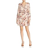 Joie Womens Pink Floral Long Sleeve V Neck Short Sheath Dress L
