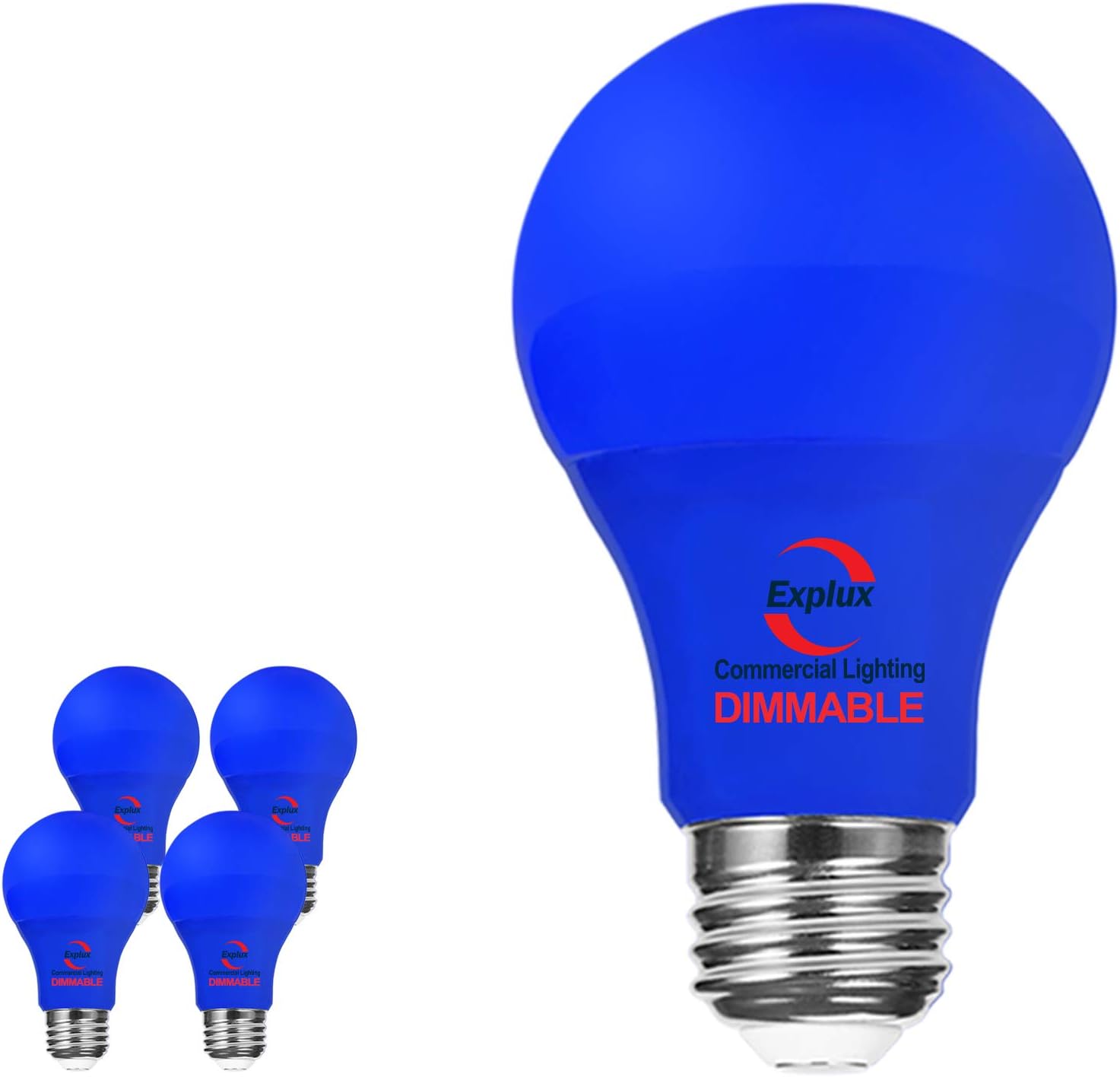 Explux Dimmable Blue Color LED A19 Light Bulbs, High Output 60W