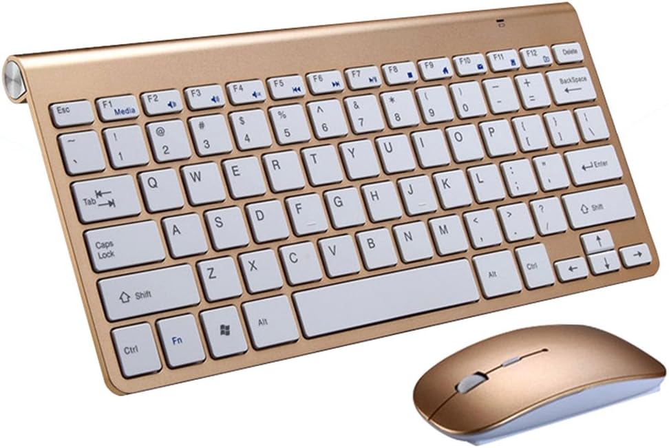 Autoor Wireless Keyboard and Mouse Combos for Notebooks and Desktop Computers, Gold