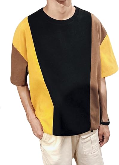 Amazon ニカ シャツ メンズ Tシャツ パーカー バイカラー Tシャツ メンズ 春 夏 快適 アウター 半袖 シンプル ファッション おしゃれ トップス Tシャツ カットソー 通販