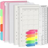 Harphia A5 6 Holes Binder Refill Value Set Monthly Plan | 90 Sheets Monthly Plan Loose Leaf Paper, With Stickers and Dividers, Planner Insert with Binder Pockets