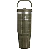 STANLEY IceFlow 2.0 Flip Straw Tumbler, 30 oz, Peat Moss Plaid | Easy Carry Handle | Twist On Lid and Flip Up Straw | Leak Resistant Water Bottle | Insulated Stainless Steel | BPA-Free