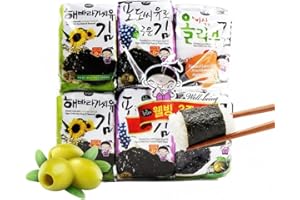 K FOOD KOREAN FOOD Korean Food Mixed Roasted Seaweed Snack Set, 12 Packs (0.17oz Each) – Olive, Grape Seed & Sunflower Seed Oil Laver – Korean Nori Snack, Crispy & Light
