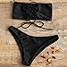 ZAFUL Women's Bathing Suit Adjustable Back Lace-up Bandeau Bikini Set