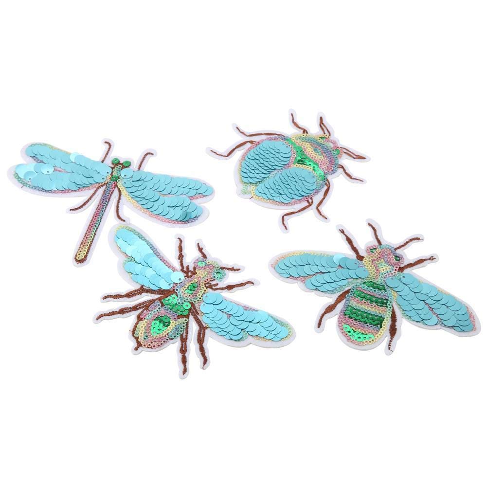4pcs Embroidered Patch with Cute Insect Shape Embroidery Patches Sewing Decoration for DIY Clothes Applique Patch