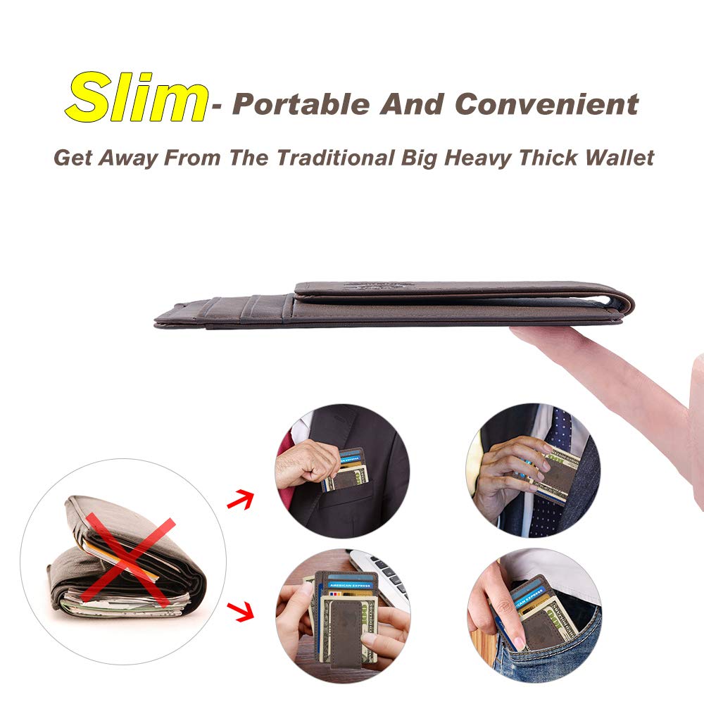 Mens Money Clip Wallet Leather Slim Front Pocket Magnetic Rfid Money Clip Wallet