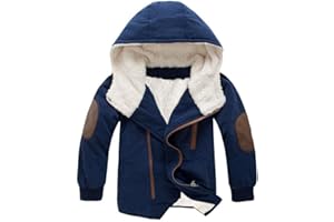 Mallimoda Boy's Thick Cotton-Padded Parka Jacket Hooded Fleece Coat